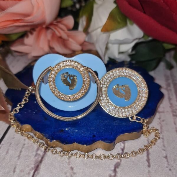 Handmade  Rhinestone Pacifier with clip
