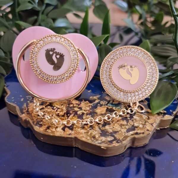 Handmade  Rhinestone Pacifier with clip