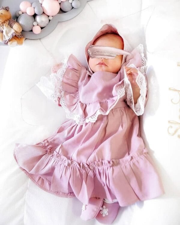 Rose Powder Colored Baby Girl Dress - Image 2
